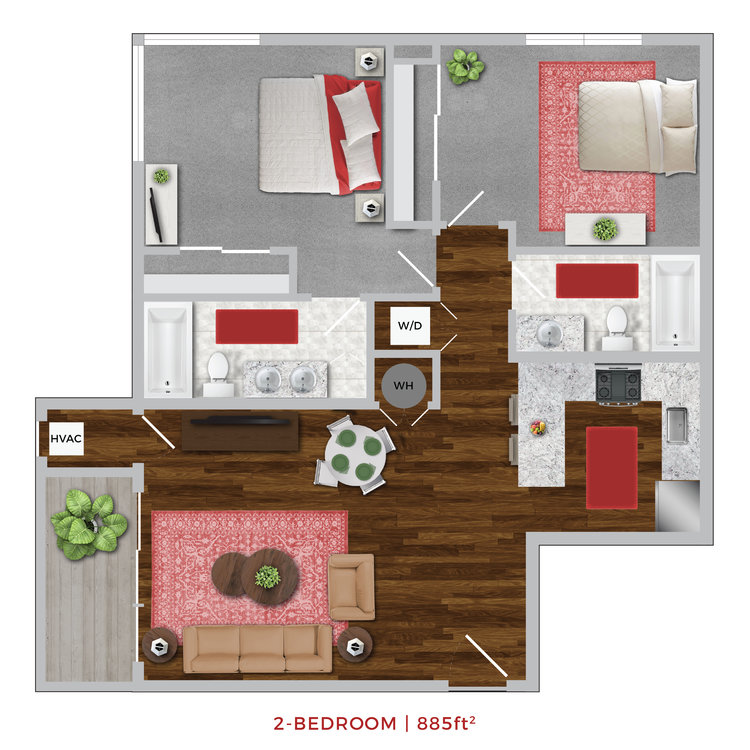 Terrace Lofts Apartments second floor plan layout graphic